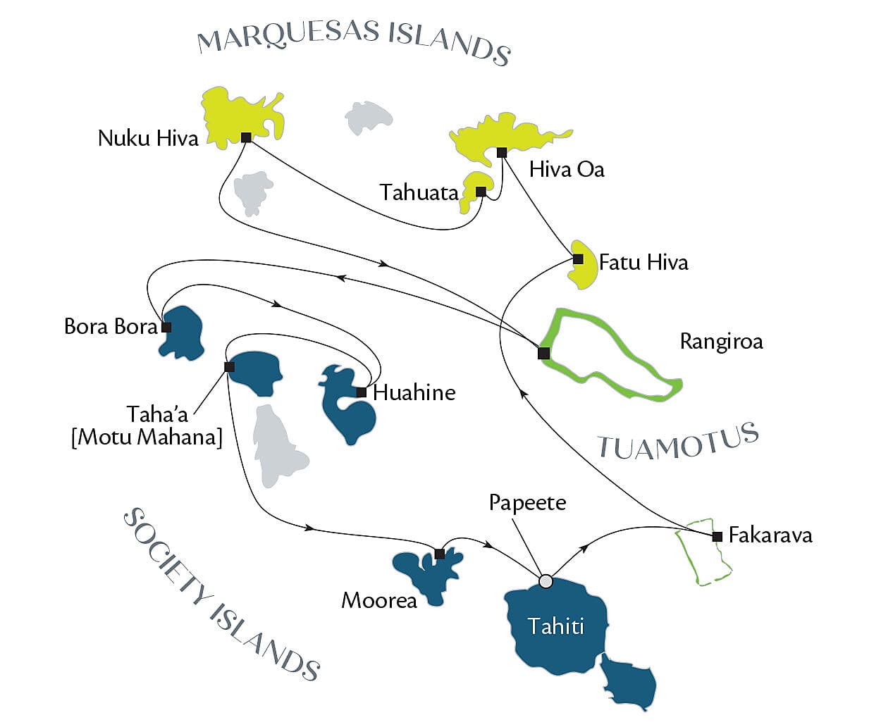 Marquesas, Tuamotus & Society Islands