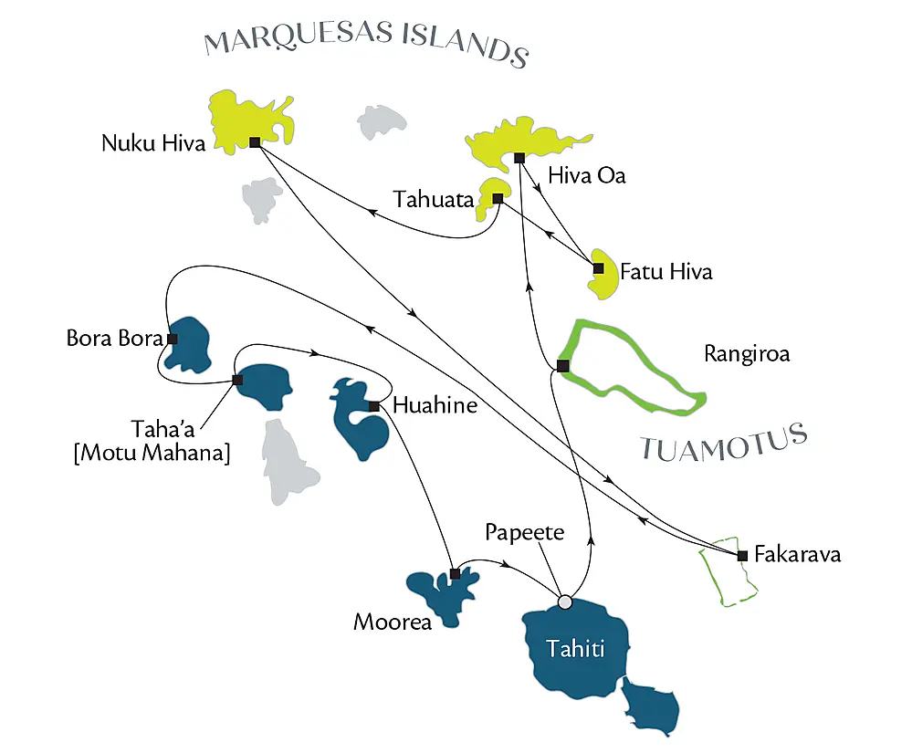 Marquesas, Tuamotus & Society Islands