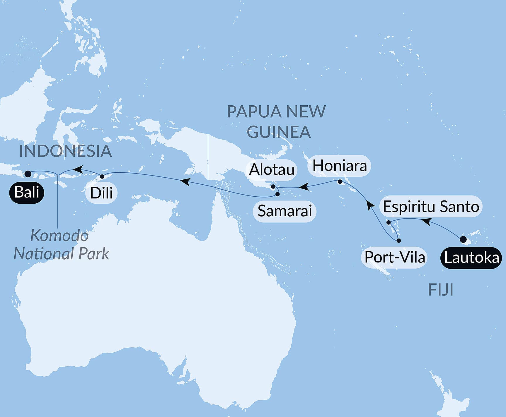 Crossing Oceania: Fiji to Bali